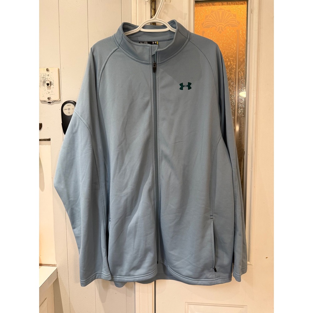Under Armour Mens 2XL Blue Full Zip Track Jacket Loose Fit Athletic Warm Up